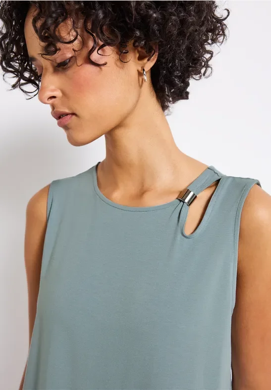 Thumbnail - Street One Frauen Top mit Cut-Out und Detail in Blau, Gr: 44