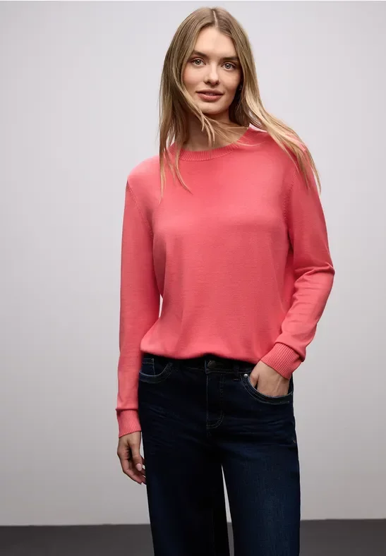 Street One Frauen Basic Pullover in Pink, Gr: 42