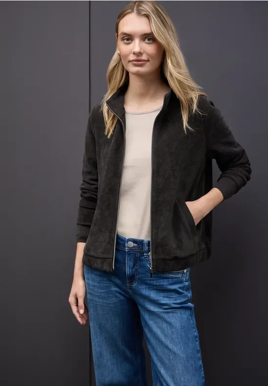 Thumbnail - Street One Frauen Strukturjacke mit Zipper in Braun, Gr: 36