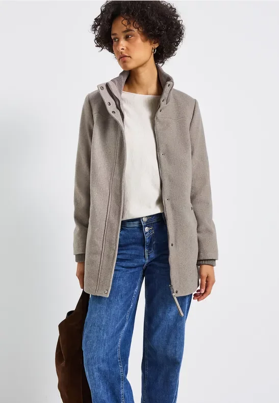 Street One Frauen Kurzmantel mit Strickdetails in Braun, Gr: 38