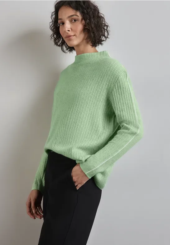 Thumbnail - Street One Frauen Pullover mit Kontrastdetail in Grün, Gr: 34