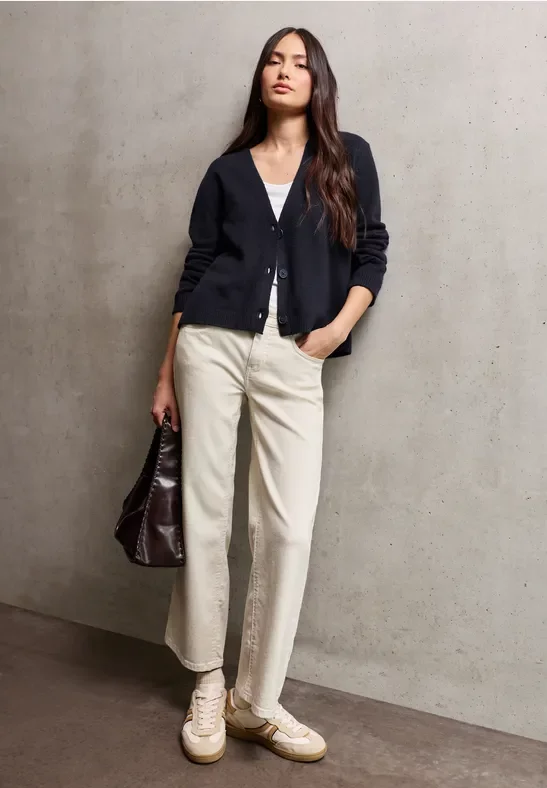 Street One Studio Frauen Cosy Basic Cardigan in Blau, Gr: 46