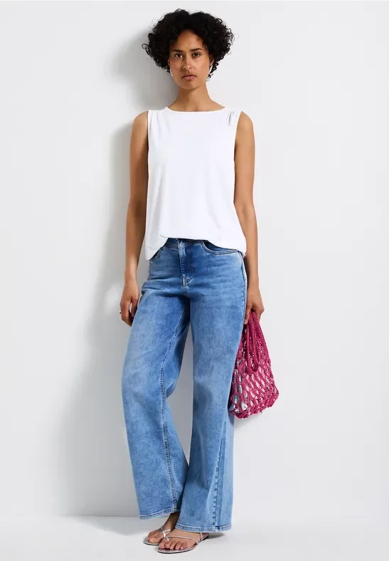 Street One Frauen Basic Top in Weiß, Gr: 46