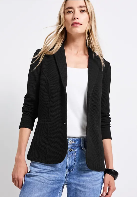 Thumbnail - Street One Frauen Basic Blazer mit Struktur in Schwarz, Gr: 42