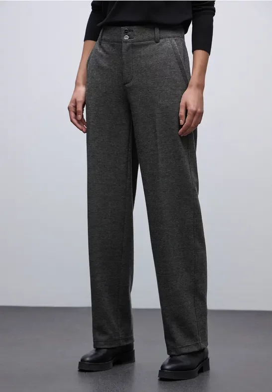 Thumbnail - Street One Frauen Straight Leg Melange Hose in Schwarz, Gr: 36
