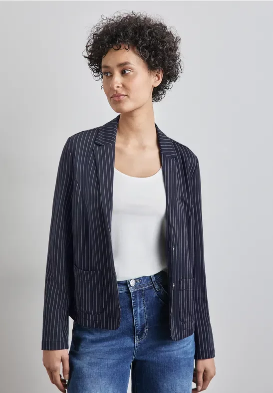 Street One Frauen Nadelstreifen-Blazer in Blau, Gr: 40