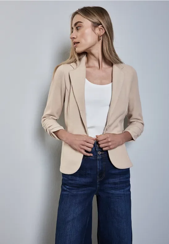 Street One Frauen Blazer mit Raffung in Beige, Gr: 42