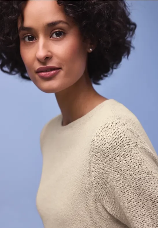 Street One Frauen Shirt in Unifarbe in Beige, Gr: 40