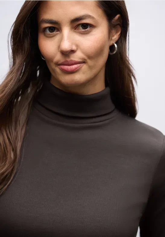 Street One Frauen Basic Rollkragenshirt in Braun, Gr: 42