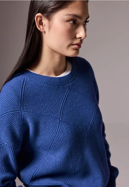 Street One Studio Frauen Pullover mit Strukturmuster in Blau, Gr: 44
