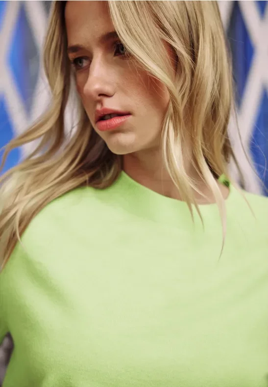 Street One Studio Frauen Pullover mit Volumen-Ärmeln in Grün, Gr: 44