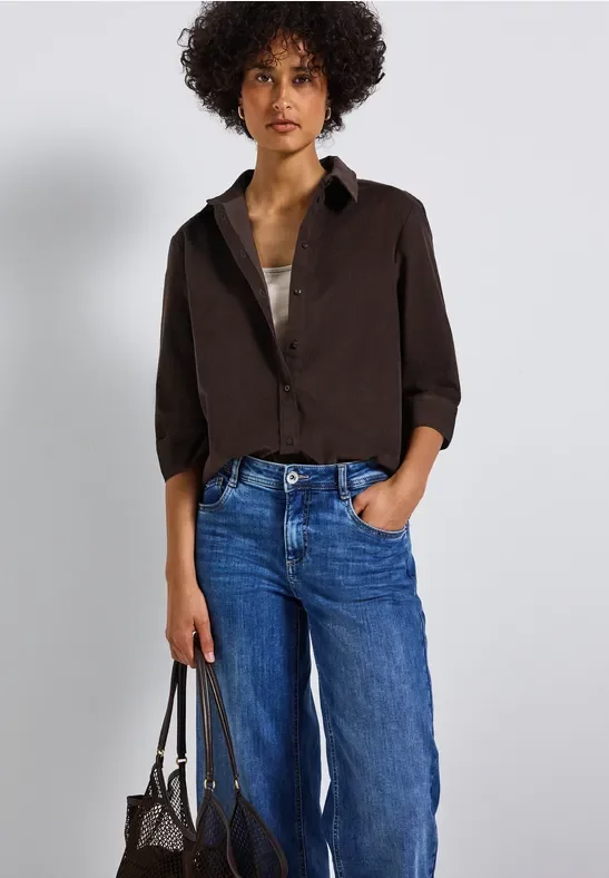 Street One Frauen Cord Hemdbluse in Braun, Gr: 40
