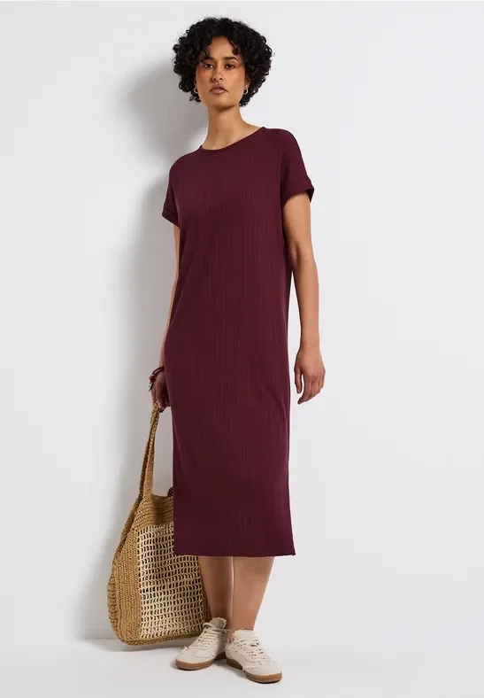 Street One Frauen Kleid mit Rippstruktur in Rot, Gr: 36