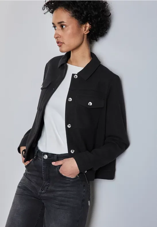 Street One Frauen Jacke in Wolloptik in Schwarz, Gr: 42