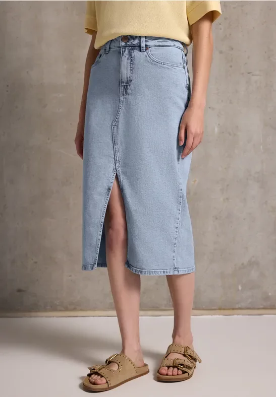 Thumbnail - Street One Studio Frauen Jeansrock im Bleached-Look in Blau, Gr: 46