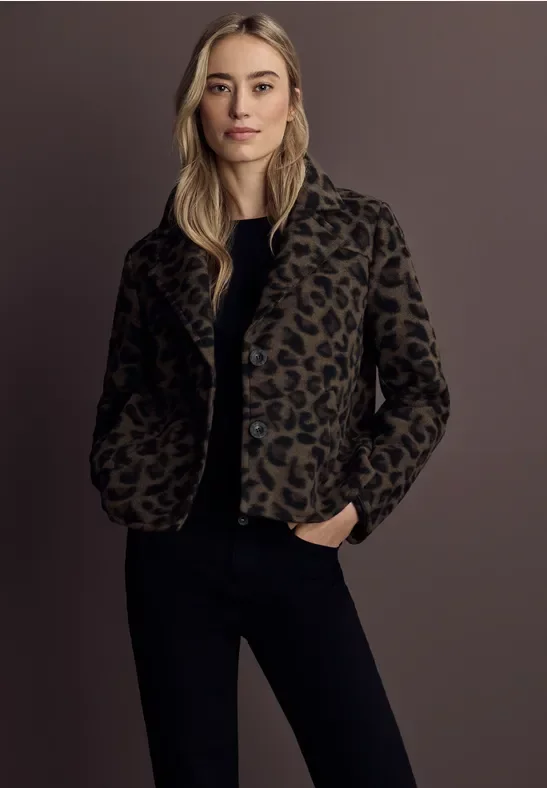 Street One Frauen Cosy Leo Jacke in Braun, Gr: 40