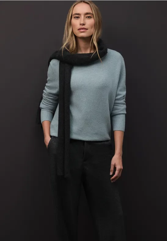 Street One Frauen Langarmpullover in Blau, Gr: 38