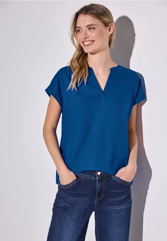 Thumbnail - Street One Frauen Bluse in Unifarbe in Blau, Gr: 46