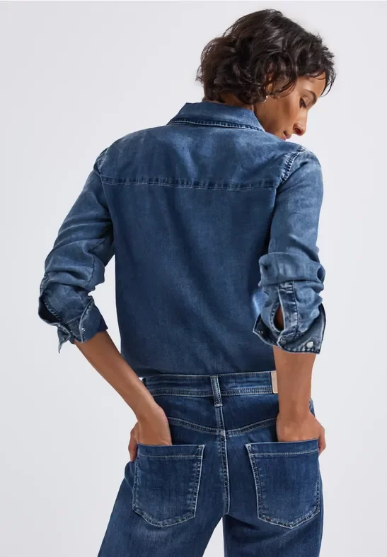 Street One Frauen Jeansbluse in Blau, Gr: 42