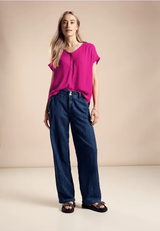 Street One Frauen Materialmix T-Shirt in Pink, Gr: 34