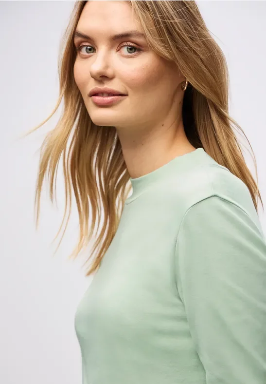 Thumbnail - Street One Frauen Basic Turtleneck Shirt in Grün, Gr: 38