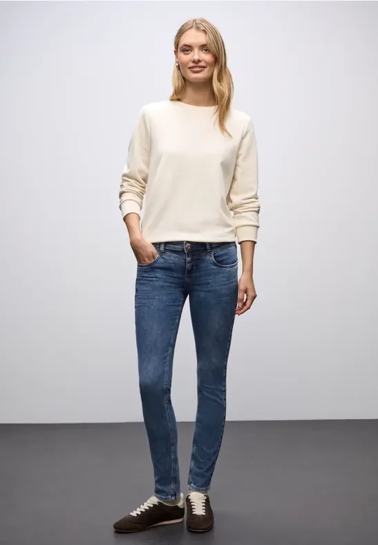 Street One Frauen Jeans im Slim Fit in Blau, Gr: 34