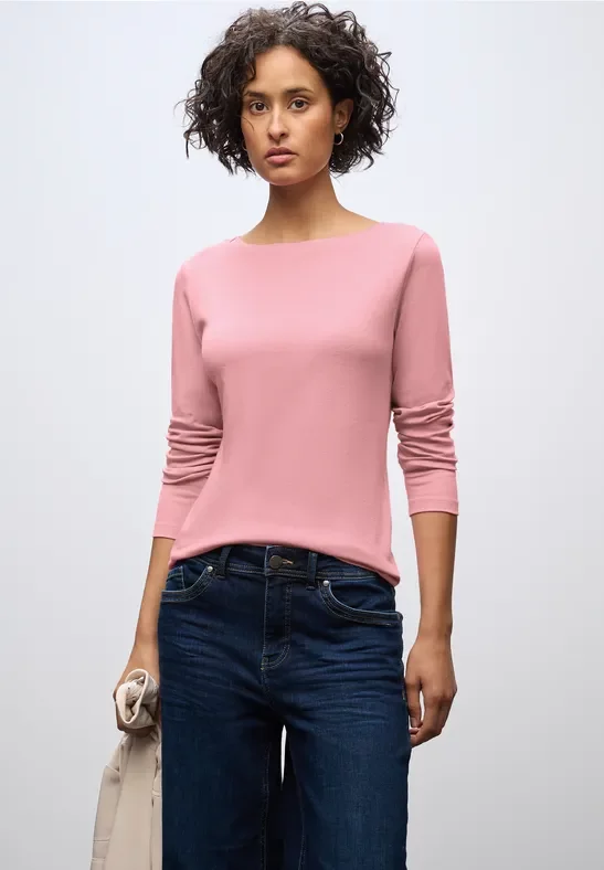 Street One Frauen Basic Langarmshirt in Rosa, Gr: 44