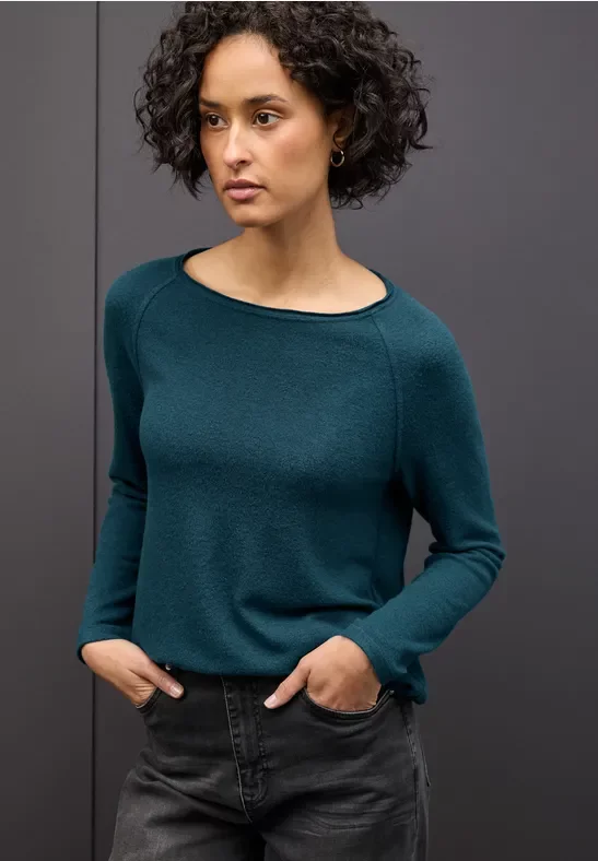 Street One Frauen Softes Melange Shirt in Türkis, Gr: 38