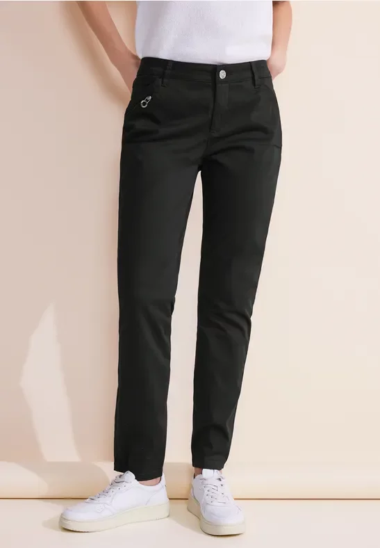 Street One Frauen Casual Fit Hose in Schwarz, Gr: 32
