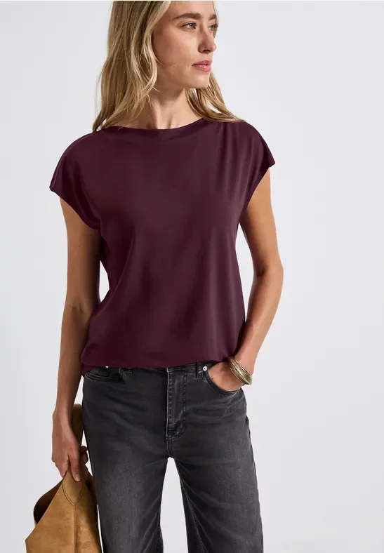 Street One Frauen Shirt mit Ripp-Detail in Rot, Gr: 40