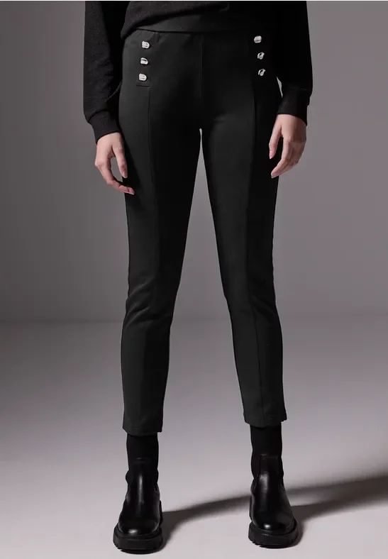 Thumbnail - Street One Studio Frauen Hose mit Knopfdetails in Schwarz, Gr: 46