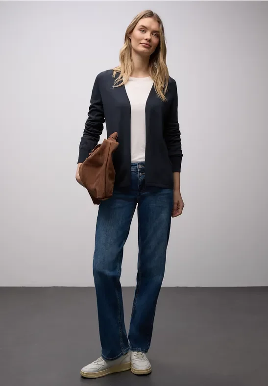 Street One Frauen Cardigan in Unifarbe in Blau, Gr: 42