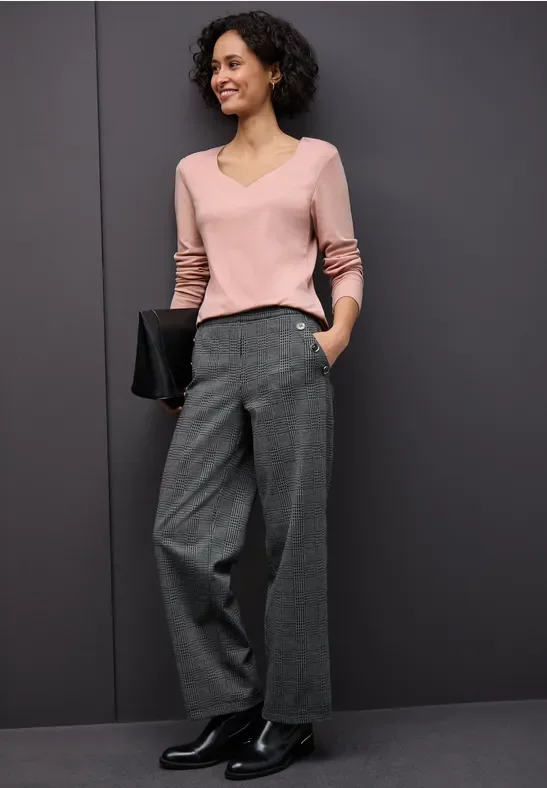 Street One Frauen Shirt mit Herzausschnitt in Rosa, Gr: 36