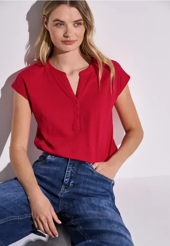 Street One Frauen Jersey Shirt im Tunika-Look in Rot, Gr: 40