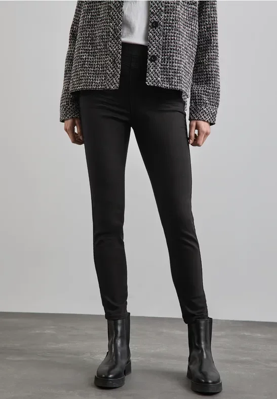 Street One Frauen Thermo-Jeggings in Schwarz, Gr: 46