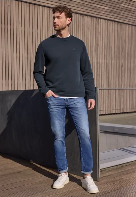 Street One MEN Männer Sweatshirt mit Rundhals in softer Qualität in Blau, Gr: XXL