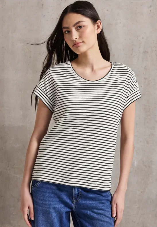 Street One Studio Frauen Gestreiftes Shirt in Grün, Gr: 38