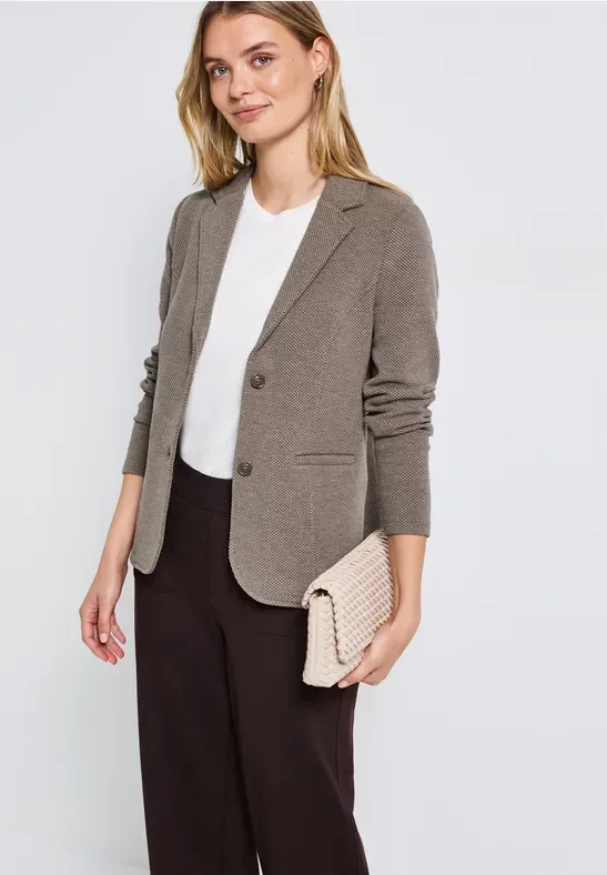 Street One Frauen Basic Blazer mit Struktur in Braun, Gr: 38