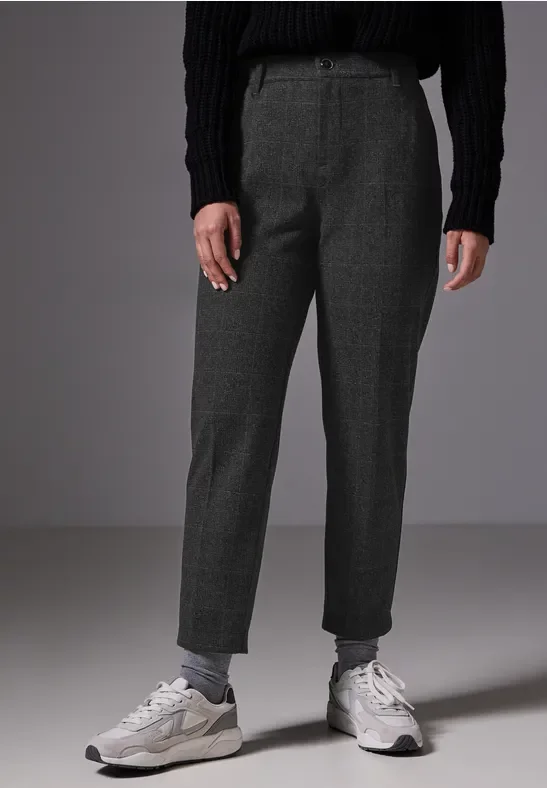 Thumbnail - Street One Studio Frauen Karierte Chino in Grau, Gr: 42