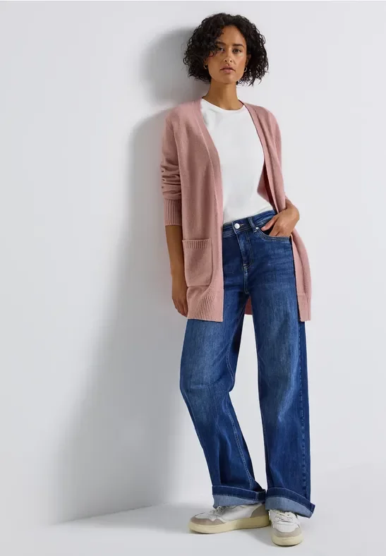 Street One Frauen Offener Cardigan in Rosa, Gr: 46