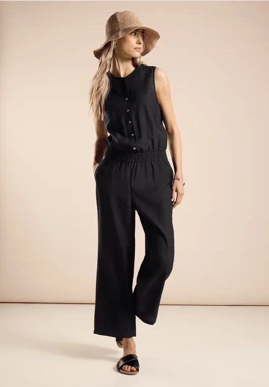 Street One Frauen Jumpsuit in Unifarbe in Schwarz, Gr: 46