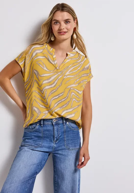 Thumbnail - Street One Frauen Gemusterte Bluse in Gelb, Gr: 36