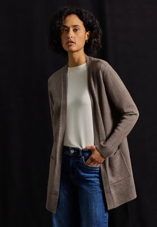 Street One Frauen Offener Cardigan in Braun, Gr: 38