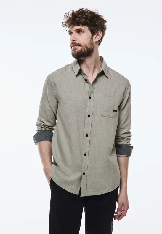 Street One MEN Männer Hemd mit Brusttasche in Beige, Gr: XL