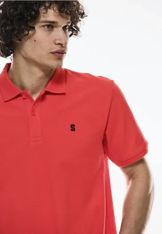 Street One MEN Männer Piqué Poloshirt in Orange, Gr: S