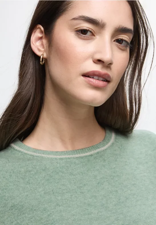 Street One Frauen Kurzarm Pullover in Grün, Gr: 46