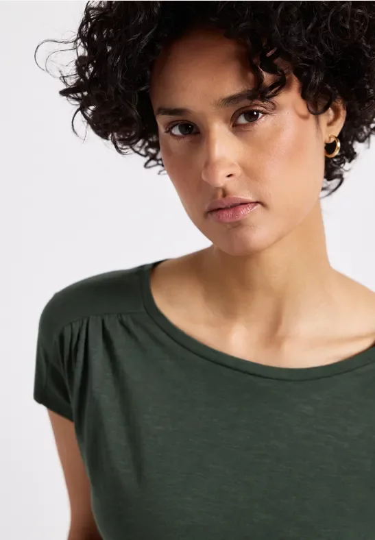 Street One Frauen Shirt mit Raffung in Grün, Gr: 40