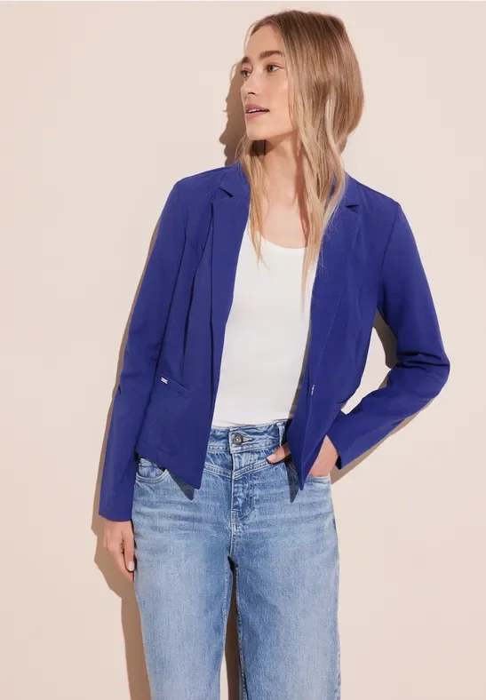 Thumbnail - Street One Frauen Kurzer Struktur Blazer in Blau, Gr: 46