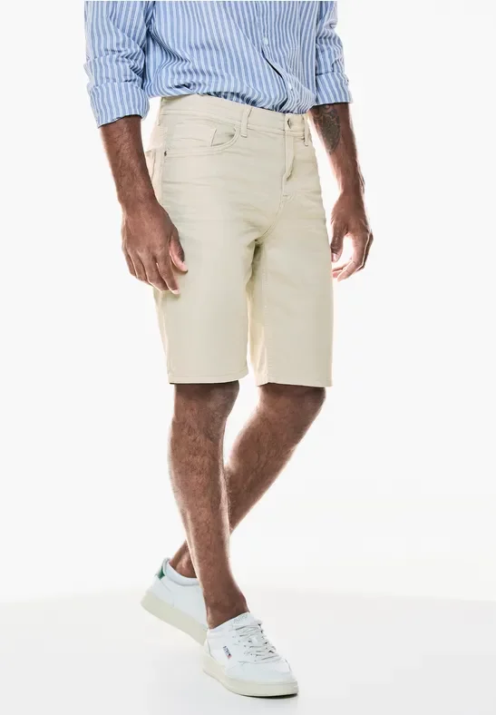 Street One MEN Männer Washed-Look Jeans Shorts in Braun, Gr: 36