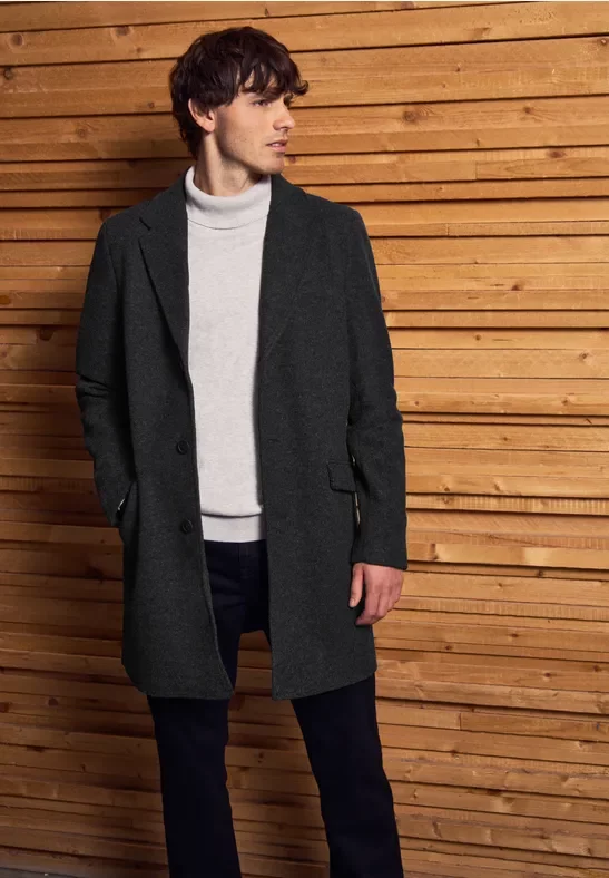 Thumbnail - Street One MEN Männer Mantel in Woll-Optik in Grau, Gr: L